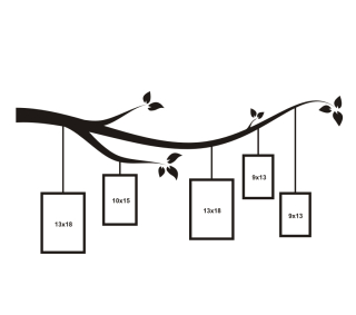.Strom s rámečky, samolepka na zeď, rozměry 50x100cm / XS